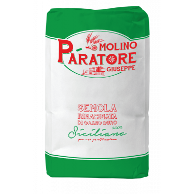 Sacco da 25 Kg semola rimacinata di grano duro siciliano "verde" Molino Paratore