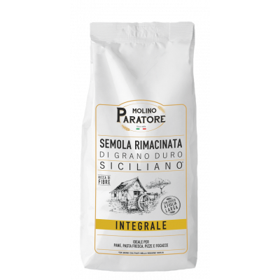 Sacco da 1 Kg farina integrale di grano duro siciliano "scuro" con crusca a foglia larga Molino Paratore