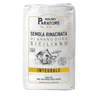 Sacco da 5 Kg farina integrale di grano duro siciliano "scuro" con crusca a foglia larga Molino Paratore