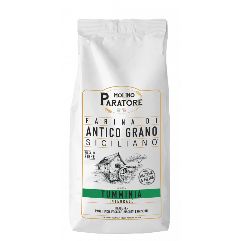 Sacco da 1 kg farina di antico grano siciliano "Tumminia" integrale Molino Paratore