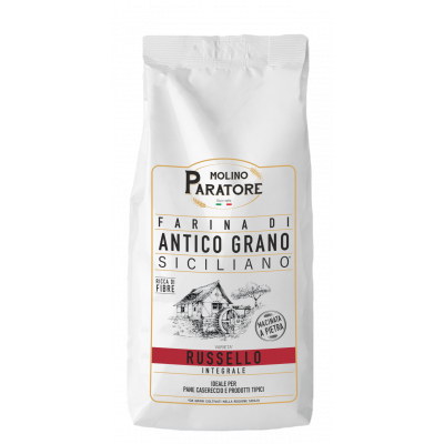 Sacco da 1 Kg farina di antico grano siciliano "Russello" integrale Molino Paratore