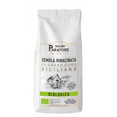 Sacco da 1 Kg semola "rimacinata bio" di grano duro siciliano Molino Paratore