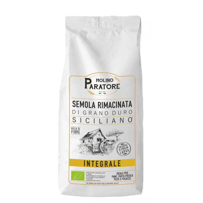 Sacco da 1 Kg farina "integrale bio" di grano duro siciliano Molino Paratore
