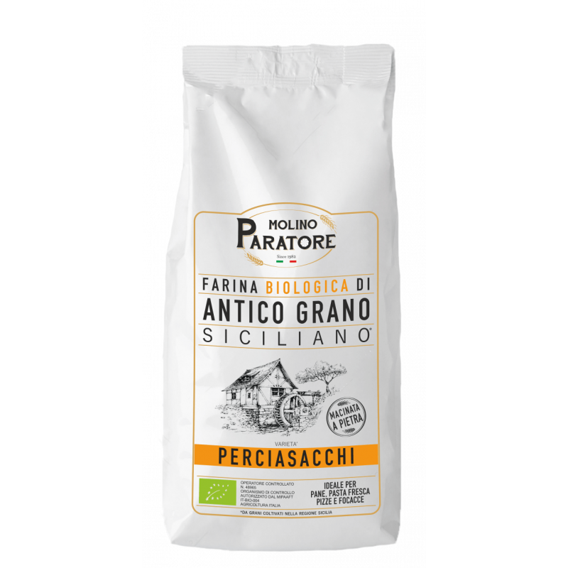 Sacco da 1 Kg farina di antico grano siciliano "Perciasacchi" bio Molino Paratore