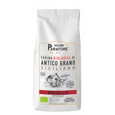 Sacco da 1 Kg farina di antico grano siciliano "Russello" integrale bio Molino Paratore