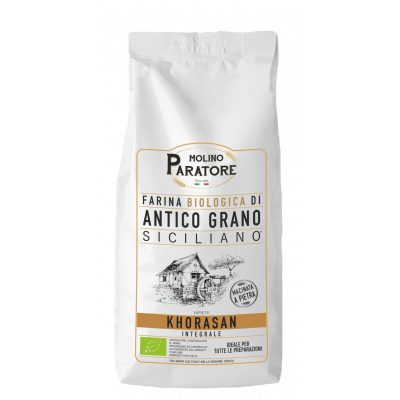 Sacco da 1 Kg farina di antico grano siciliano "Khorasan" integrale bio Molino Paratore