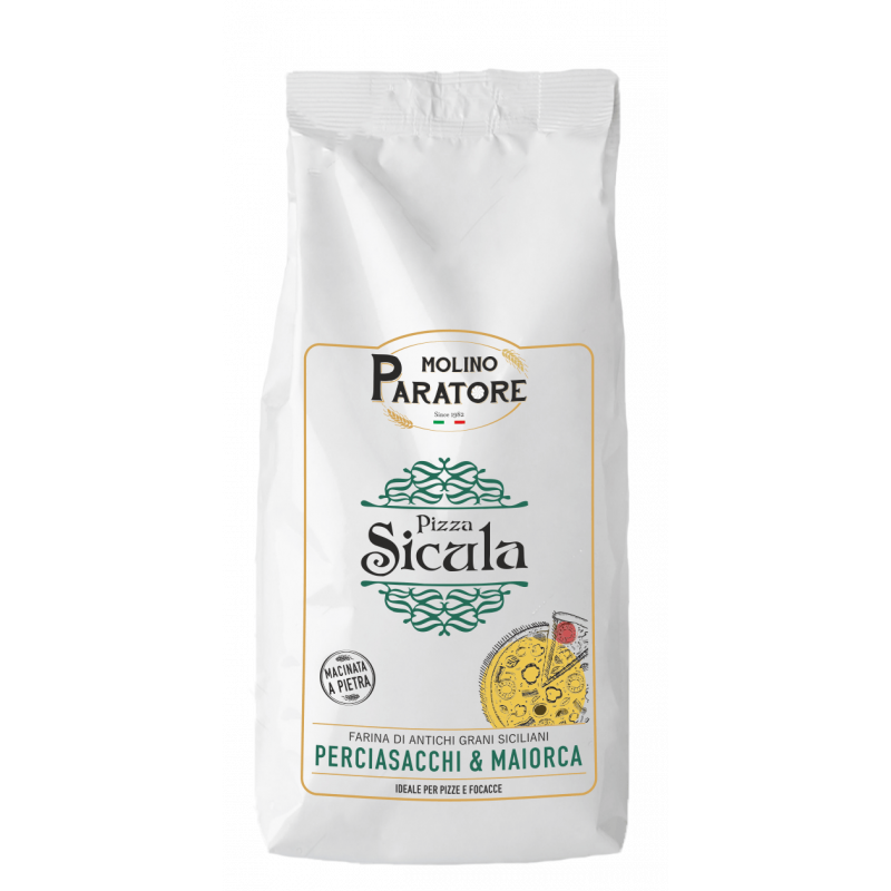 Sacco da 1 Kg "pizza sicula" mix di farine Perciasacchi e Maiorca tipo 1 macinate a pietra Molino Paratore