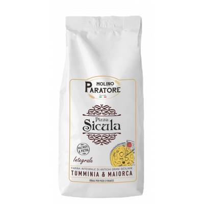 Sacco da 1 Kg "pizza sicula integrale" mix di farine di Tumminia integrale e Maiorca Tipo 1 Molino Paratore
