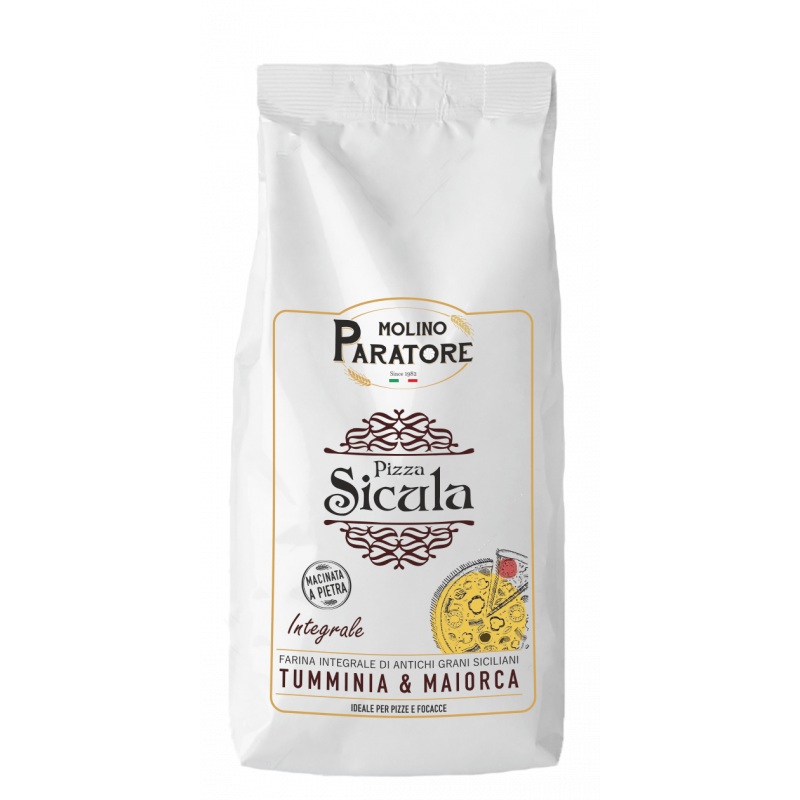 Sacco da 1 Kg "pizza sicula integrale" mix di farine di Tumminia integrale e Maiorca Tipo 1 Molino Paratore